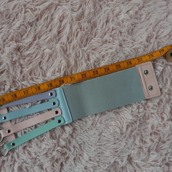 Pastel kawaii waist cincher/belt w silver metal hearts! Waist sizes 28-34 nwot! - Picture 8 of 11